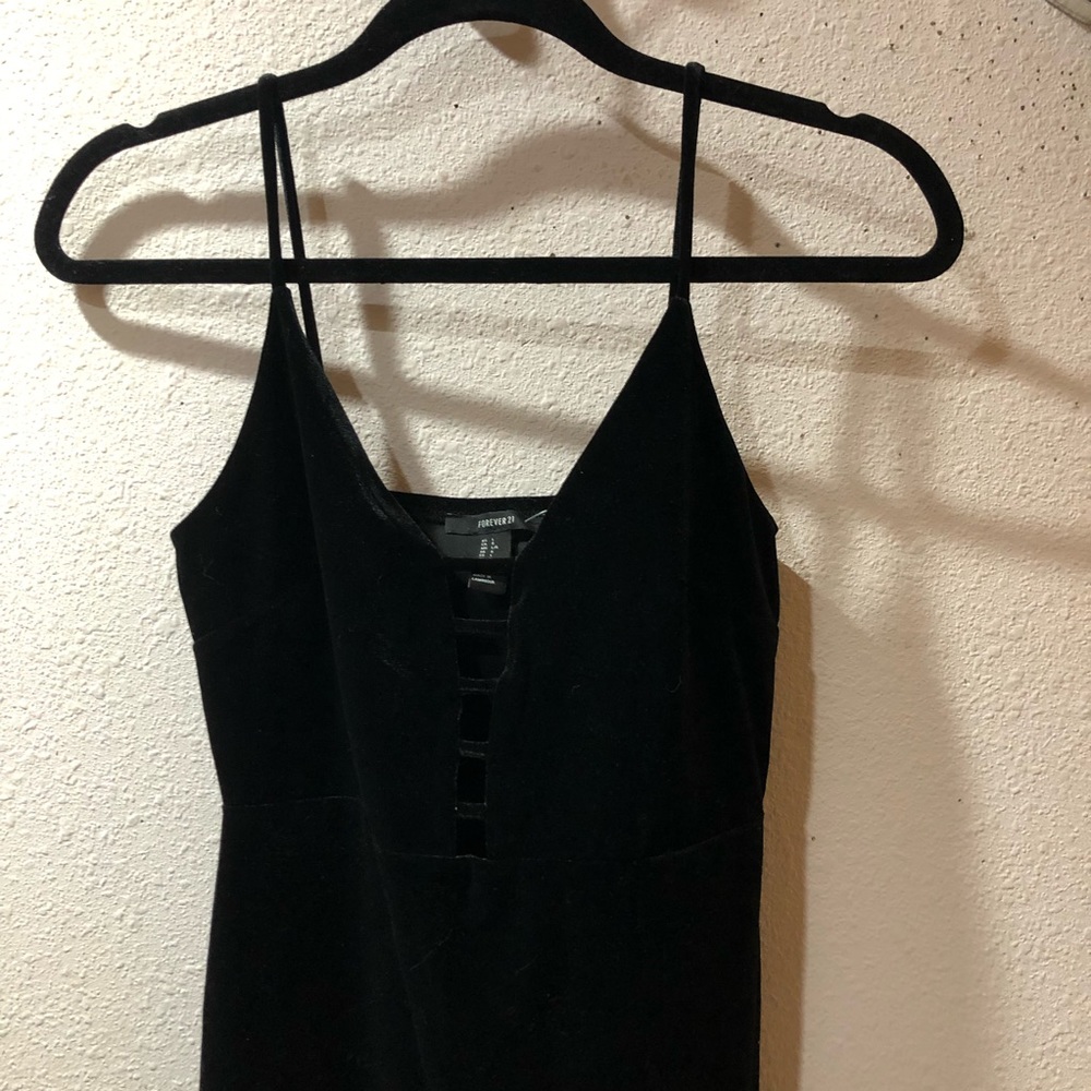 Faux Velvet Black Dress